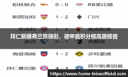 拜仁新援弗兰克领衔，德甲首积分榜高居榜首